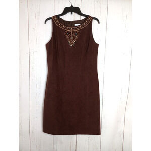 Jessica Howard Dress 10 Medium Brown Beads Bohemian BOHO Shift